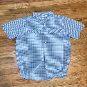Columbia Sun and Shade Short Sleeved Blue Plaid Shirt Large